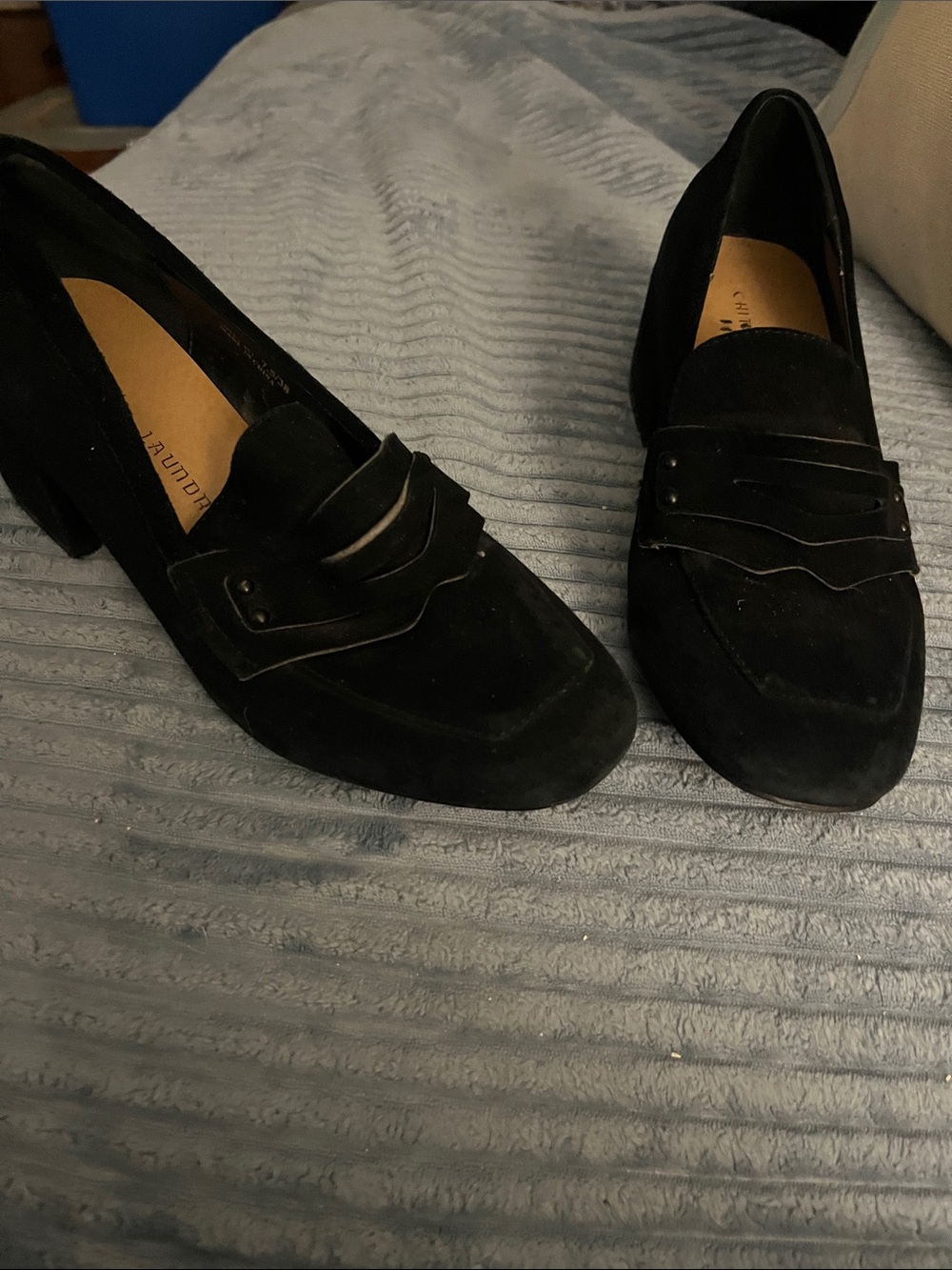 Chinese Laundry Black Suede Penny Loafers